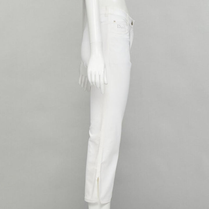 CHRISTIAN DIOR John Galliano Y2K crystal 3D petal cropped flare jeans