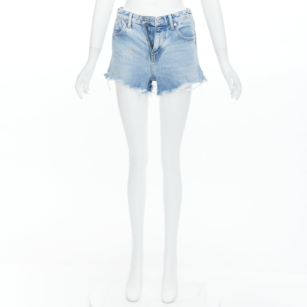 ALEXANDER WANG Bite Zip blue washed denim hot pants shorts 25"