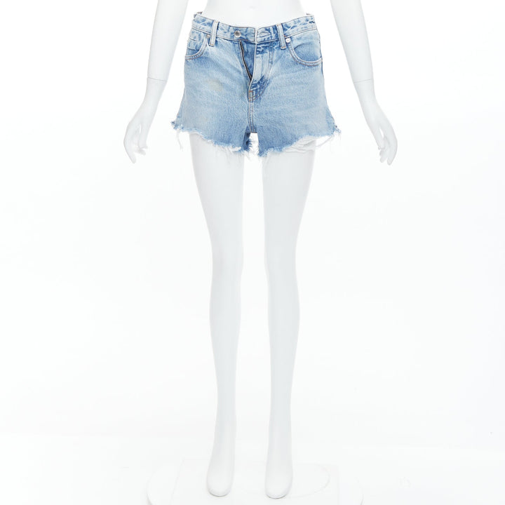 ALEXANDER WANG Bite Zip blue washed denim hot pants shorts 25"