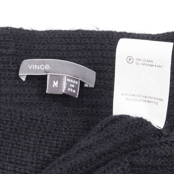 VINCE black merino wool blend boat wide boat neck high low sweater M