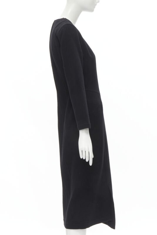 vintage COMME DES GARCONS 1980s black wool asymmetric panelled sheath dress M