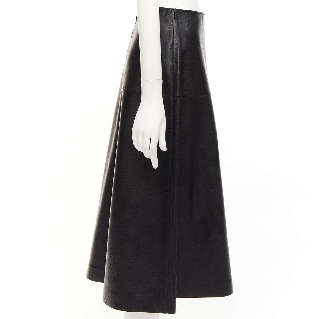 STELLA MCCARTNEY Skin Free black vegan leather A-line midi skirt IT40 S