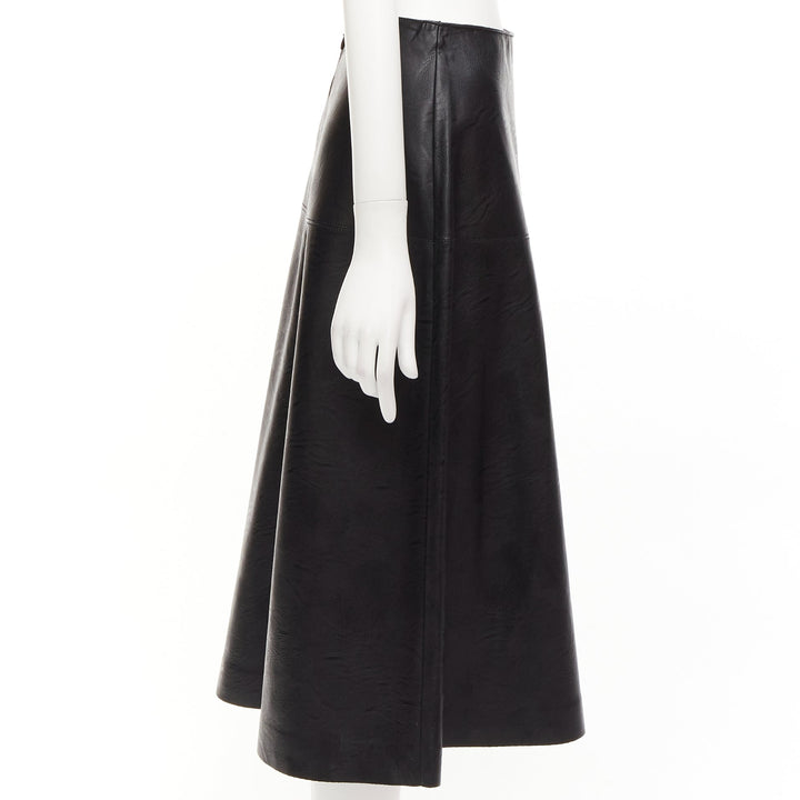 STELLA MCCARTNEY Skin Free black vegan leather A-line midi skirt IT40 S