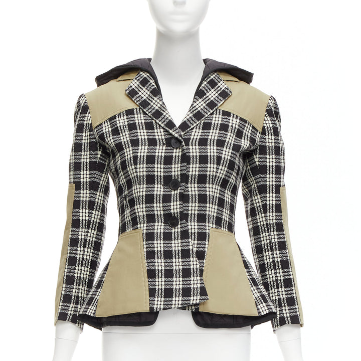 CHRISTIAN DIOR 2022 black white virgin wool Cannage lined bar jacket FR34 XS