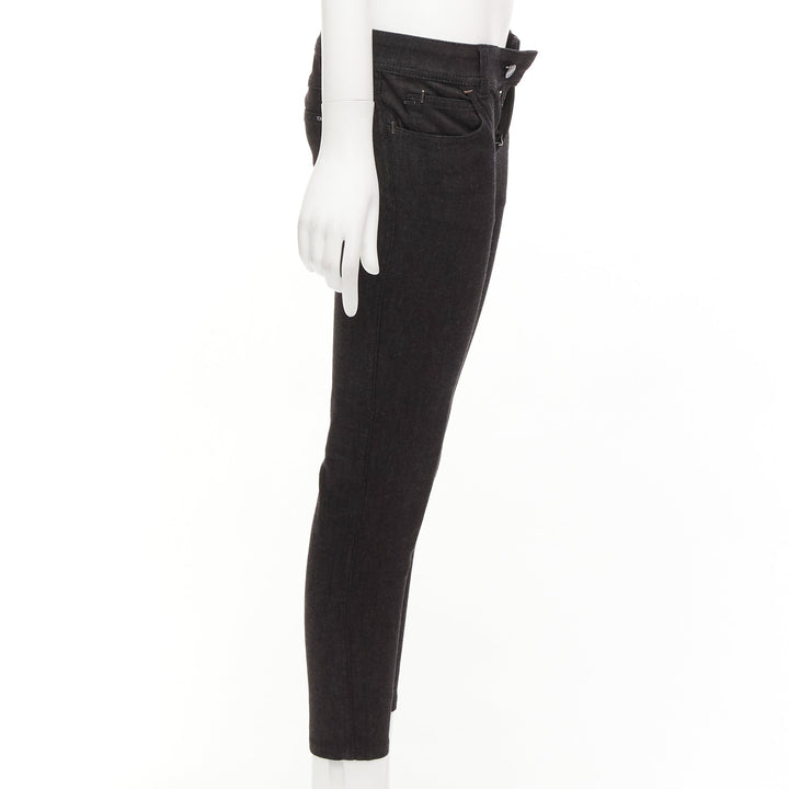 TOM FORD dark brown cotton blend silver staple embellished skinny jeans 26"