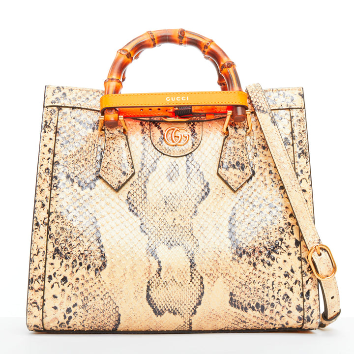 GUCCI Diana NM Small bamboo handle scaled leather crossbody bag