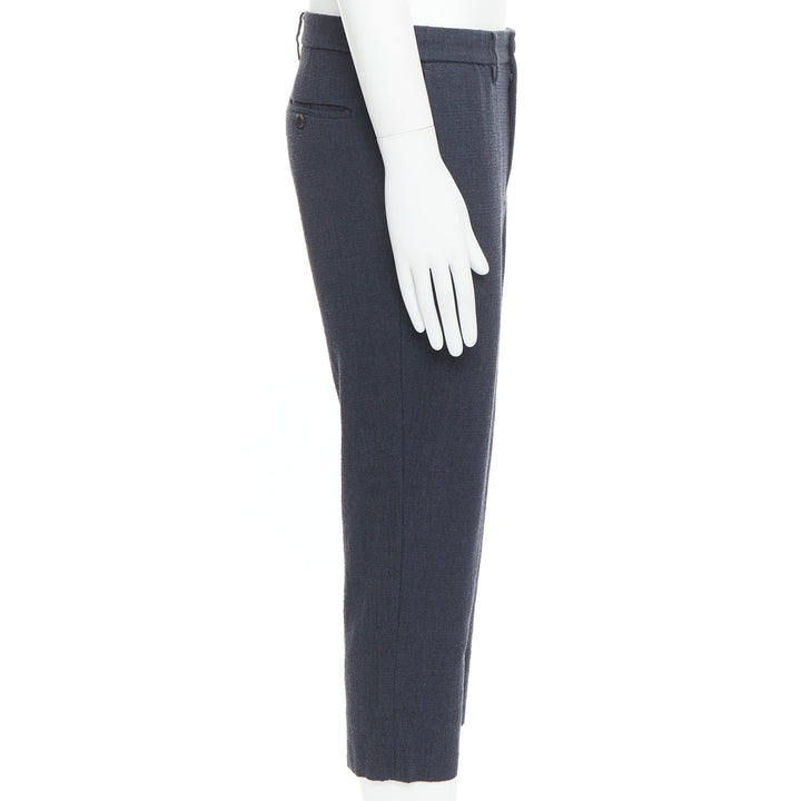 ISSEY MIYAKE MEN grey 100% wool textured cropped pants JP1 S