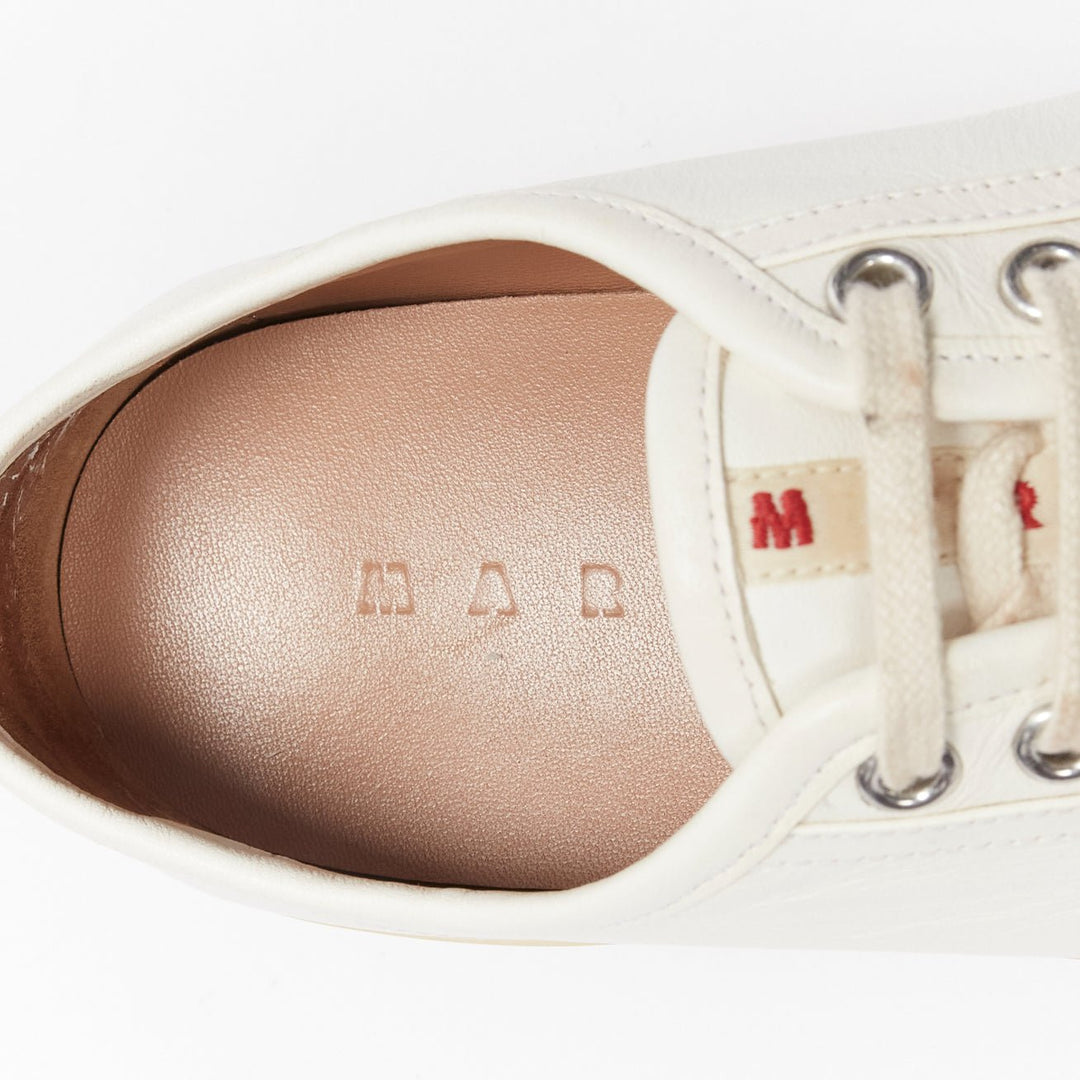 MARNI Pablo white leather chunky wide toe lace up low top sneakers EU36