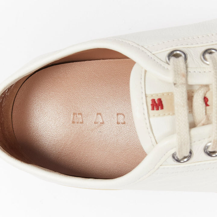 MARNI Pablo white leather chunky wide toe lace up low top sneakers EU36