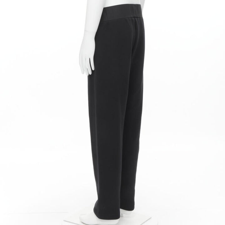 BOTTEGA VENETA black cotton waist band heavy cotton wide leg sweat pants IT48 M