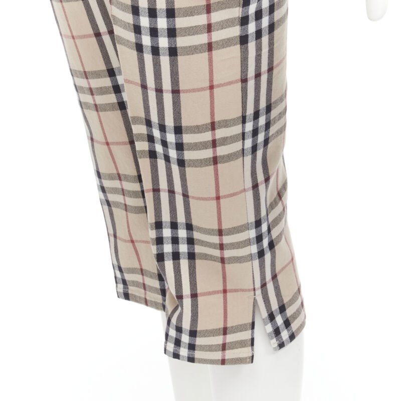 BURBERRY LONDON House Check Signature brown belted cropped pants UK6 US4 S