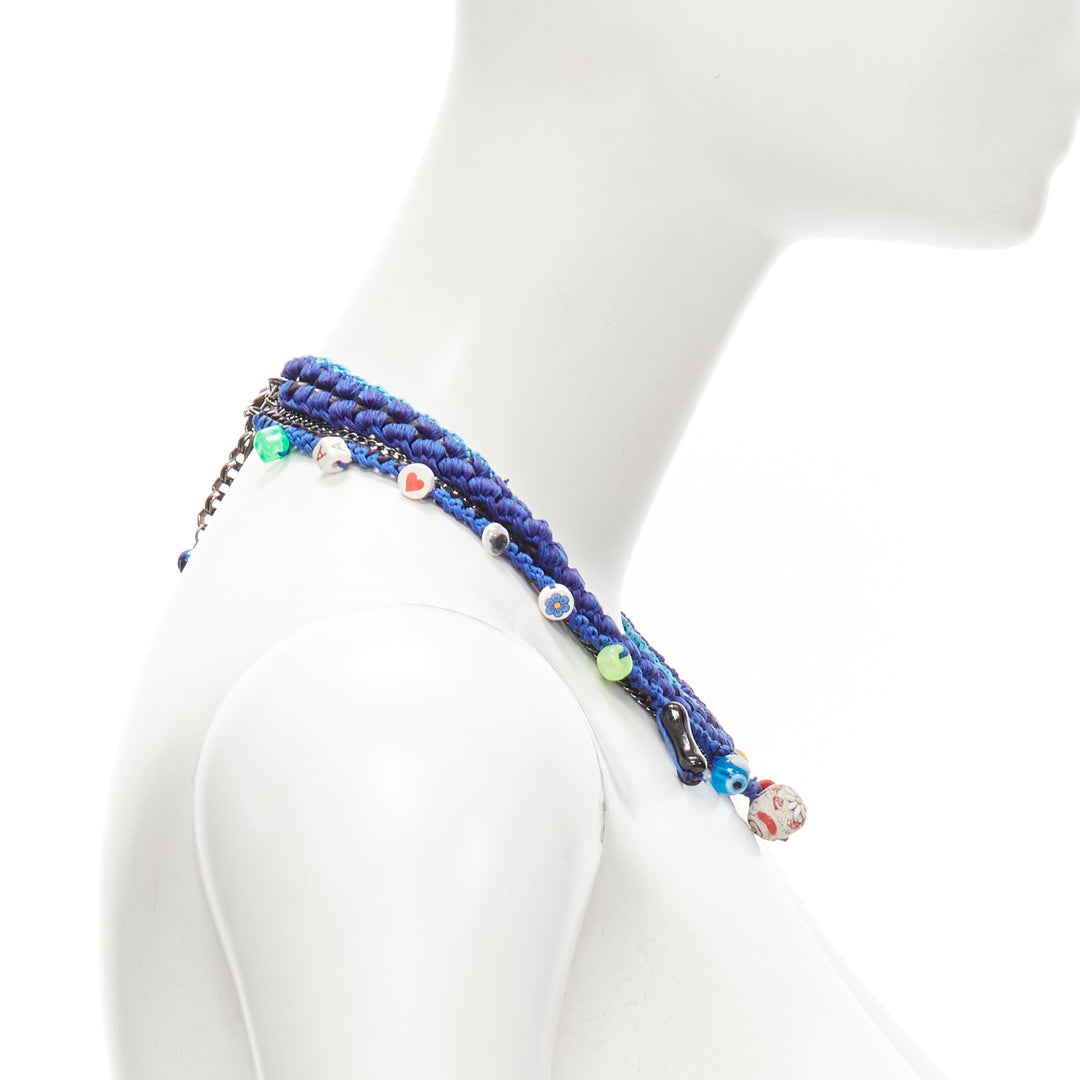 VANESSA ARIZAGA blue rope chain colorful charm skull dice necklace