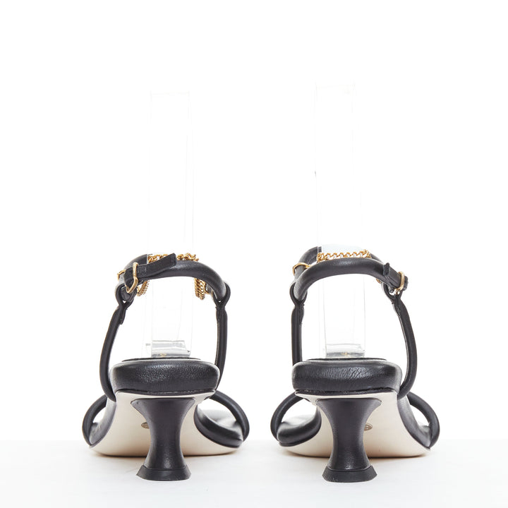 PROENZA SCHOULER Sofia black leather gold chain link padded sandals EU35