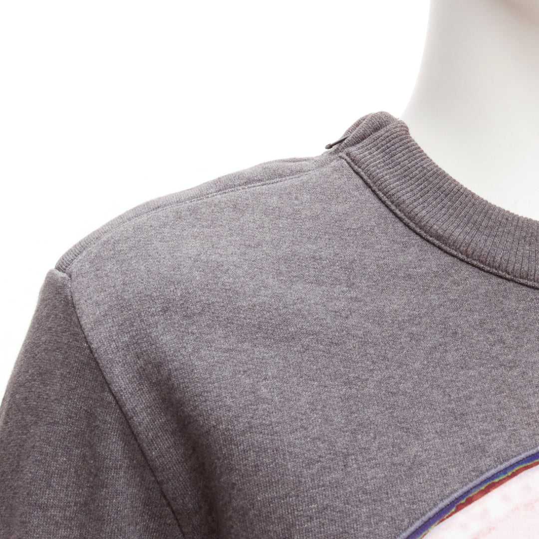 GIVENCHY Riccardo Tisci Madonna pink patch print grey zip shoulder sweater XS