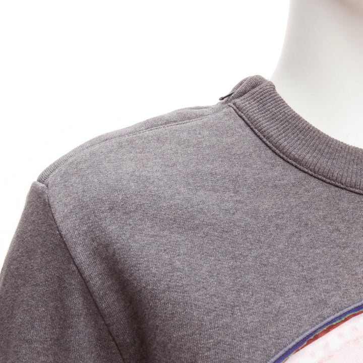 GIVENCHY Riccardo Tisci Madonna pink patch print grey zip shoulder sweater XS