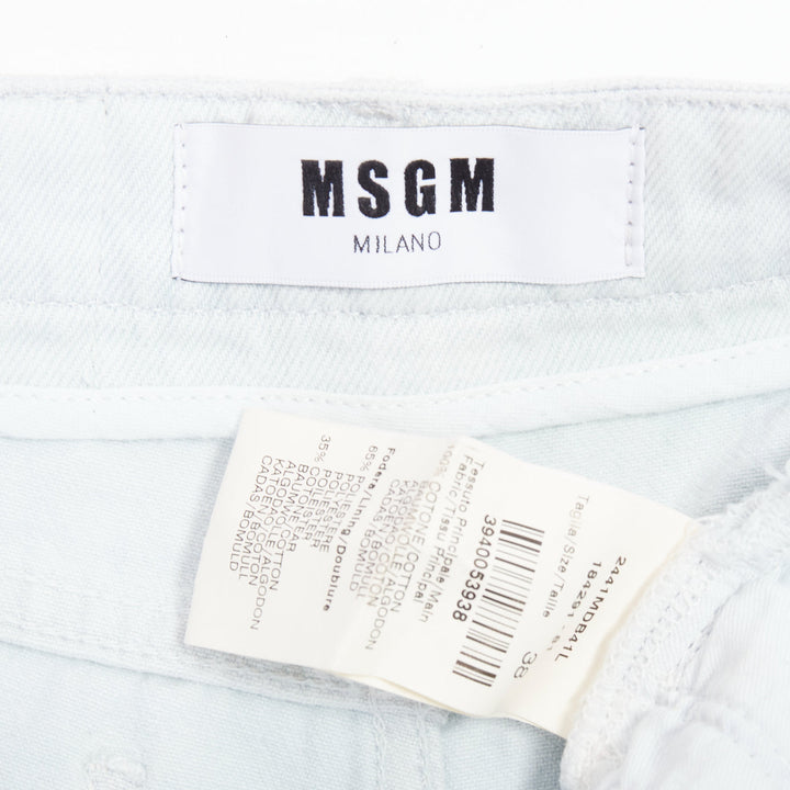 MSGM light blue washed ruffle hem zipper front mini shorts IT38 XS