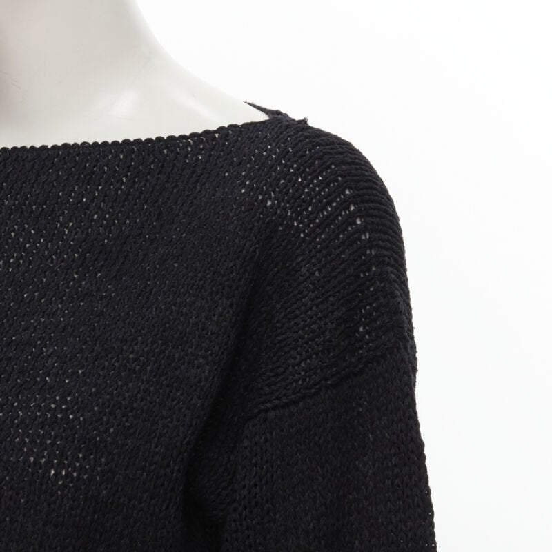 COMME DES GARCONS 1980's Vintage black coated deconstructed hem sweater M