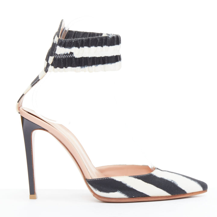 GIANVITO ROSSI ALTUZARRA black cream zebra stripe stripe print pumps EU37