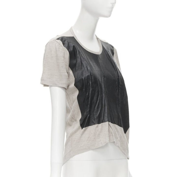 vintage JUNYA WATANABE 1998 grey linen black lacquered front sweater top S