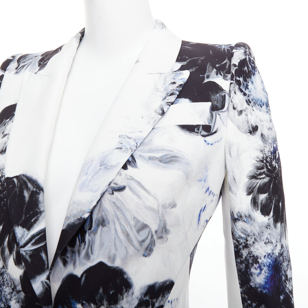 ALEXANDER MCQUEEN 2023 Chiaroscuro Xray floral fitted blazer jacket IT38 XS
