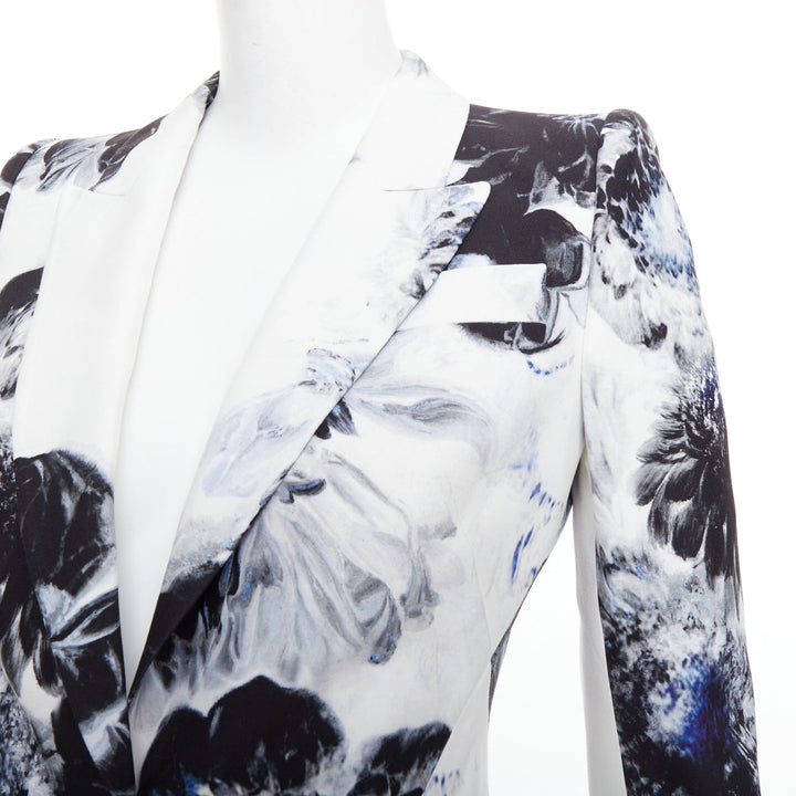 ALEXANDER MCQUEEN 2023 Chiaroscuro Xray floral fitted blazer jacket IT38 XS