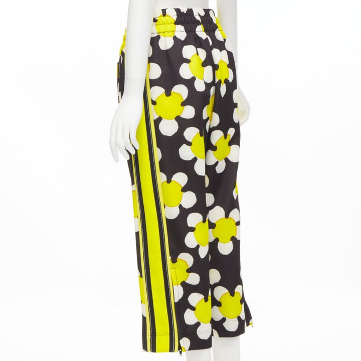 MARC JACOBS Daisy black white yellow side trim wide leg track pants US0 XS