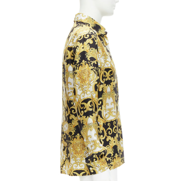 VERSACE 2022 Renaissance Barocco 100% silk gold signature shirt IT52 XL