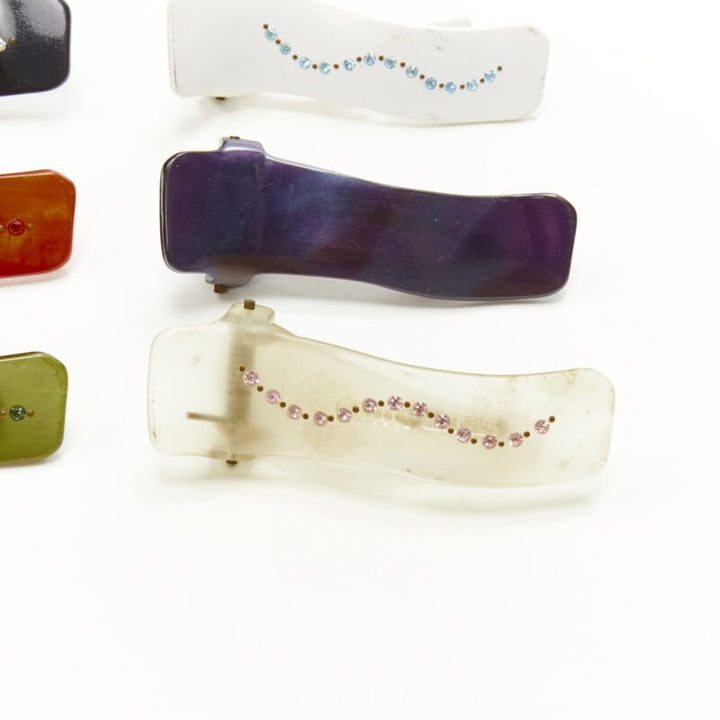 CHIC & MODE Alexandre Zouari LOT OF 6 crystal embellished plastic hair clips