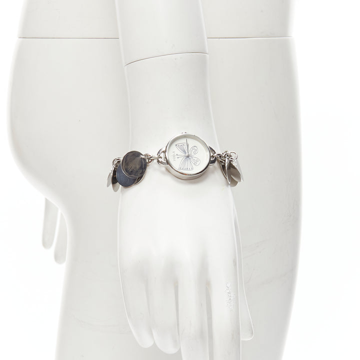 FURLA scribble butterfly logo silver disc chain watch bracelet