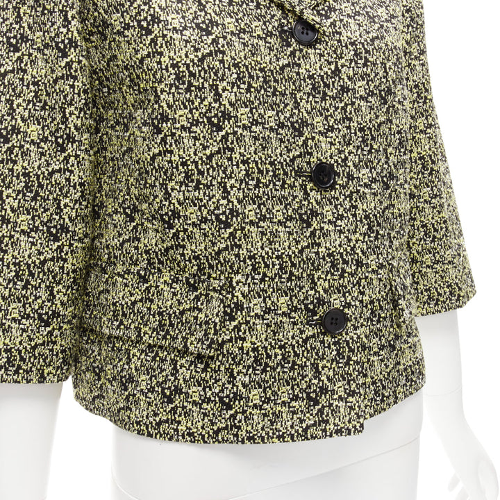 MARNI 2014 yellow speckle jacquard cotton blend cropped jacket IT38 XS