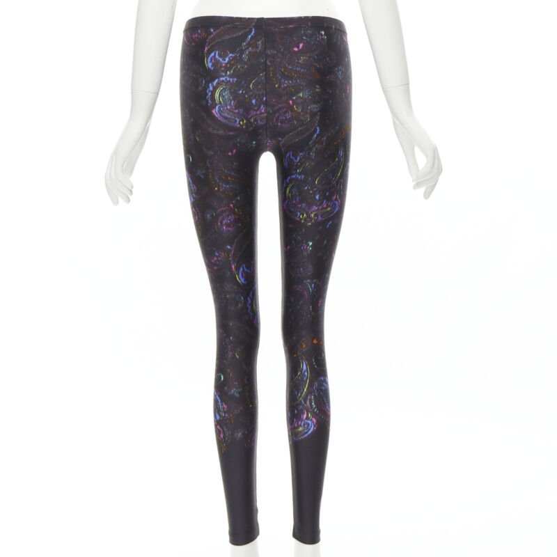 LOUIS VUITTON 2019 black blue paisley print stretchy legging FR34 XS rare