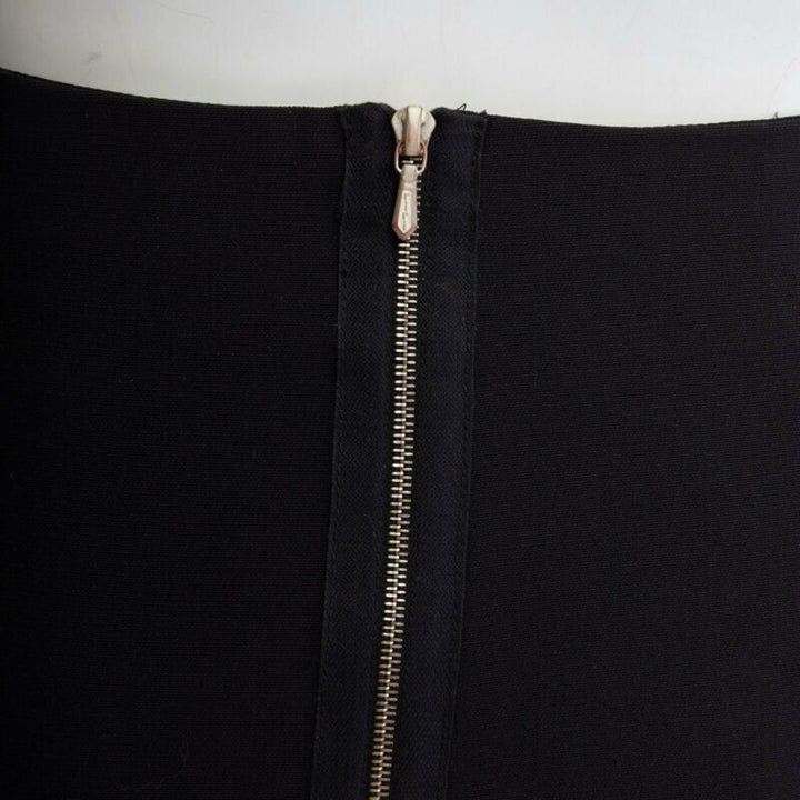 VICTORIA BECKHAM black silk wool lacquared fabric trimmed side pencil skirt 25"