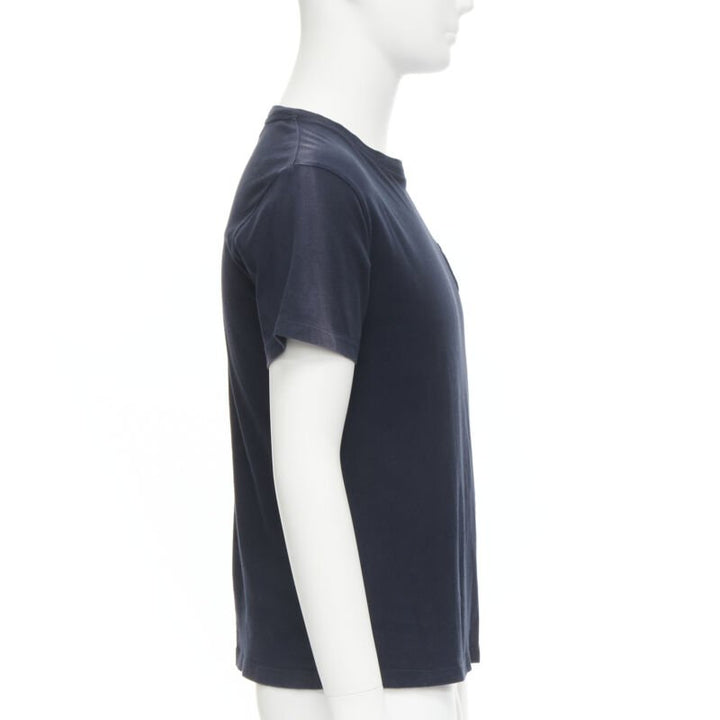 JW ANDERSON JWA logo embroidered navy blue cotton tie sleeve T-shirt S