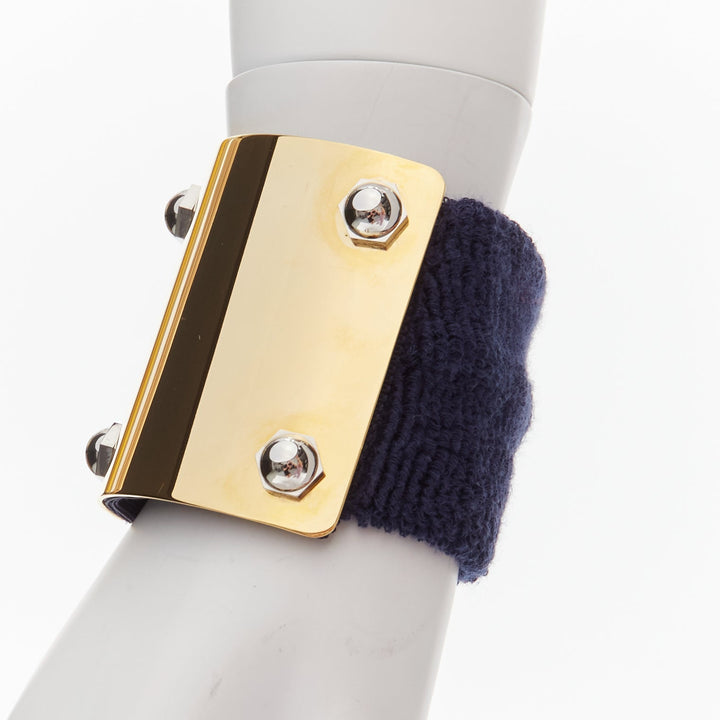 SACAI AMBUSH black gold navy metal studs terrycloth cuff XL choker set