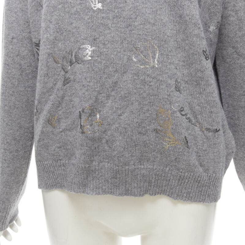 ERMANNO SCERVINO grey pullover metallic floral print IT40 S