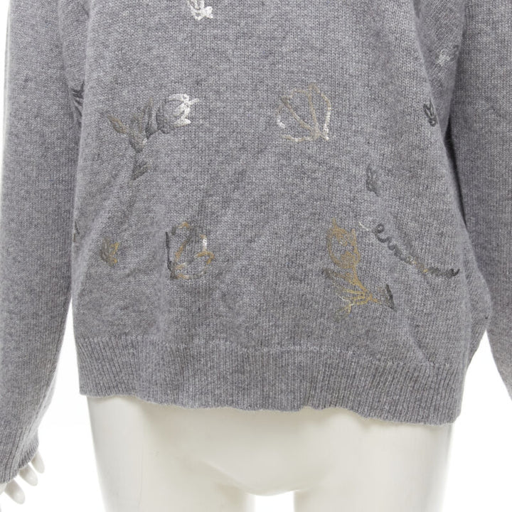 ERMANNO SCERVINO grey pullover metallic floral print IT40 S