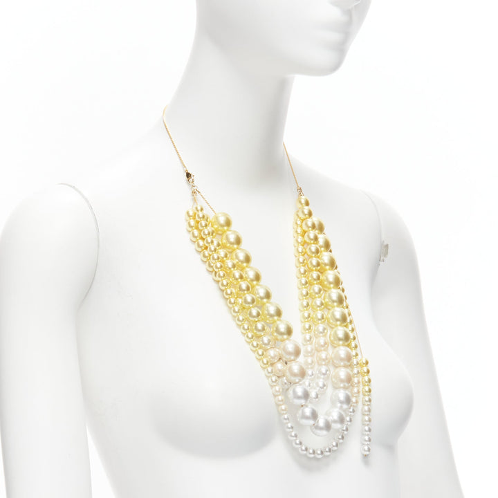 TOGA ARCHIVES yellow white ombre tiered faux pearl statement necklace