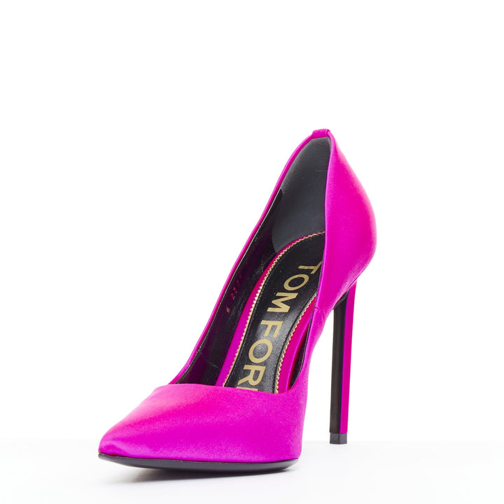 TOM FORD hot pink satin pointy front stiletto heeled pumps EU36.5
