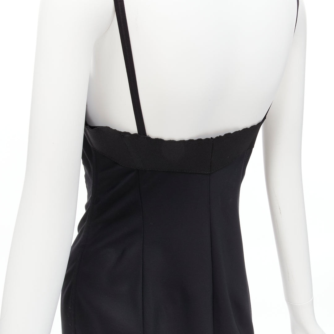 DOLCE GABBANA black lace bustier boned corset cocktail dress IT38 XS