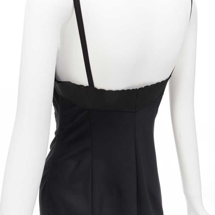 DOLCE GABBANA black lace bustier boned corset cocktail dress IT38 XS