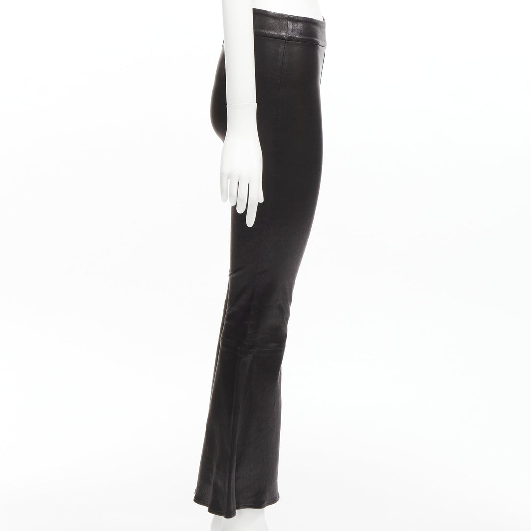 FRAME black genuine lambskin leather flared cropped pants US2 S