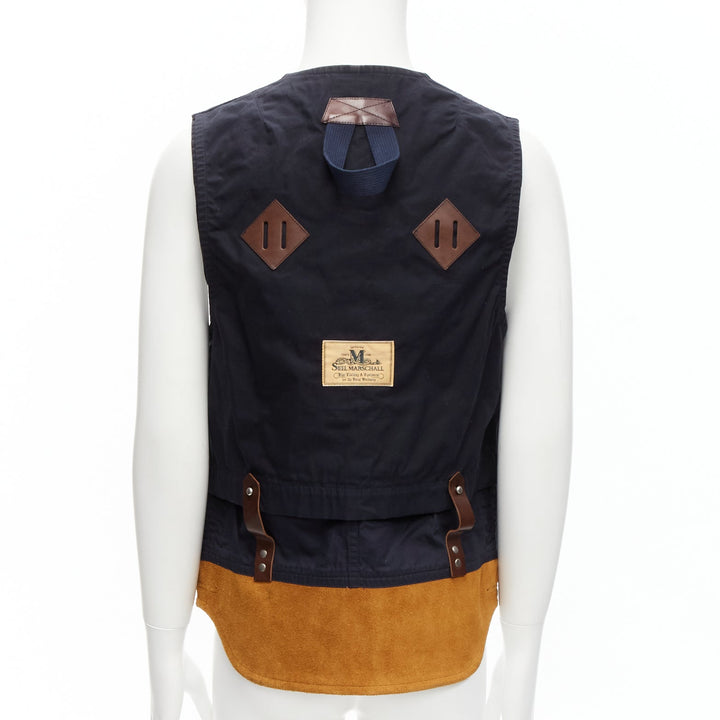 JUNYA WATANABE MAN HERVIER 2013 Reversible navy brown suede fisherman vest M