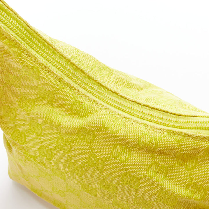 GUCCI Vintage yellow GG monogram canvas small hobo shoulder bag