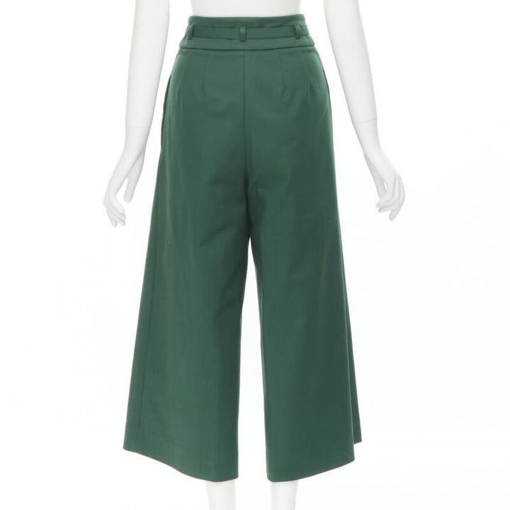 ROCHAS dark green cotton blend flared back vest wide leg pants FR38 S