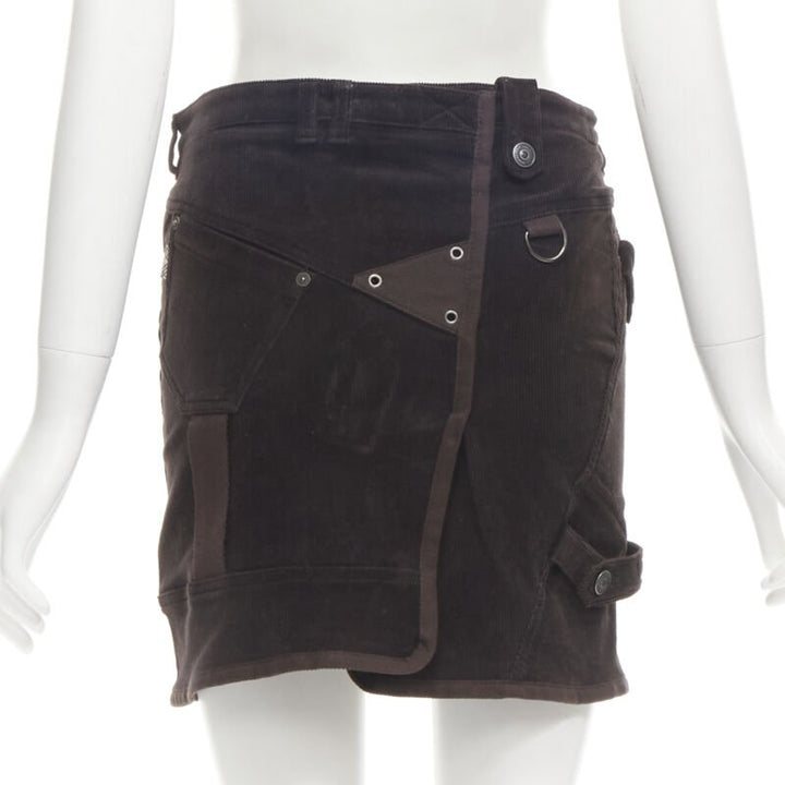 BURBERRY LONDON brown corduroy deconstructed trench mini skirt UK6 US4 S