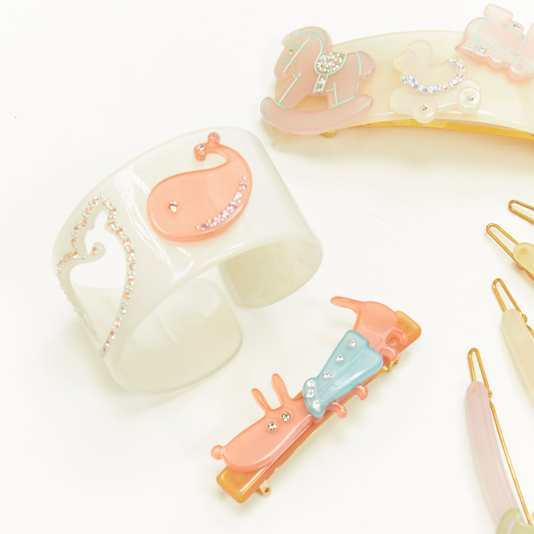 CHIC & MODE Alexandre Zouari crystal horse plane acrylic bangle hair clip X7