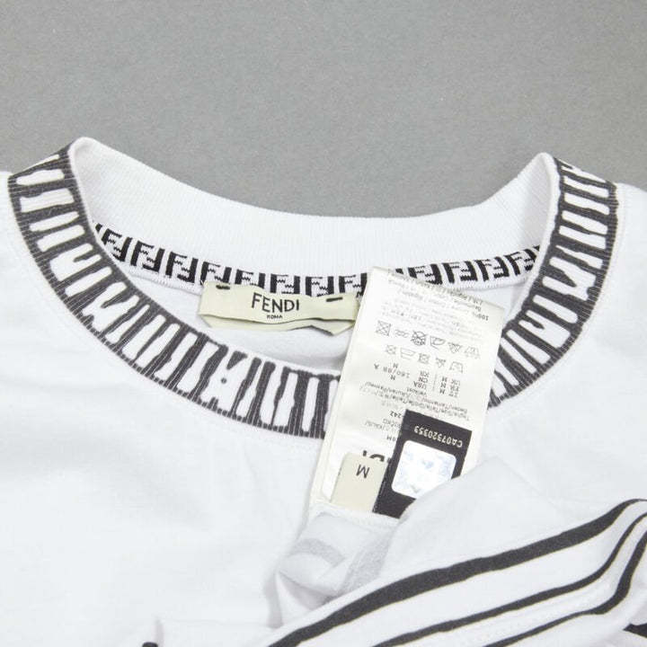 FENDI 2022 Joshua Vides white cotton illustration print logo embroidery tshirt M