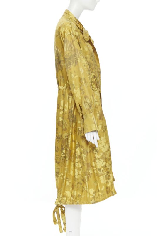 Runway OSCAR DE LA RENTA 2019 silk  floral tassel drawstring robe coat S