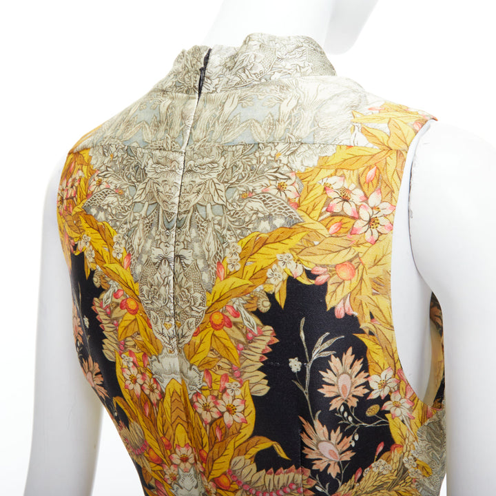 rare ALEXANDER MCQUEEN 2011 Runway Skeleton Foliage floral ruffle dress IT40 S