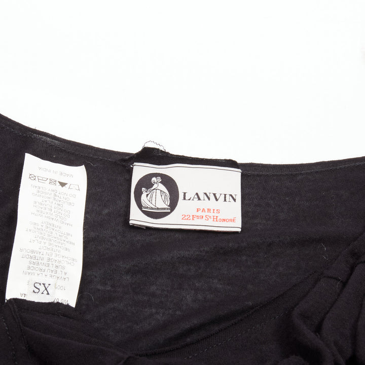 LANVIN black asymmetric draped bust scoop neck sleeveless tank top FR32 XXS